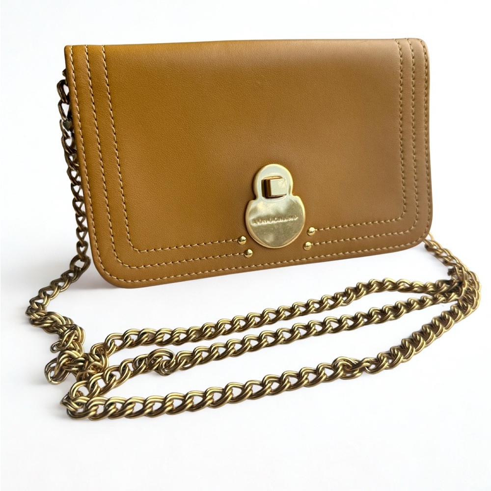 Longchamp Tan Leather Crossbody Bag with Gold Chain